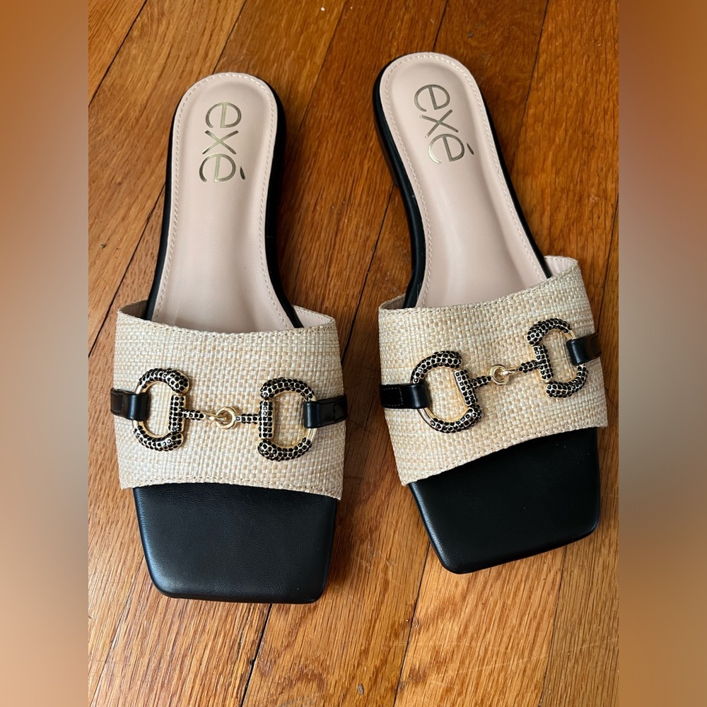 Exé Don Cesar Beach flats - black & beige size 39